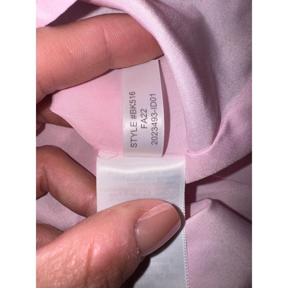 J. Crew Pink Floral Print Long Sleeve Tie Neck Tiered Dress Women's Size M - Picture 7 of 8
